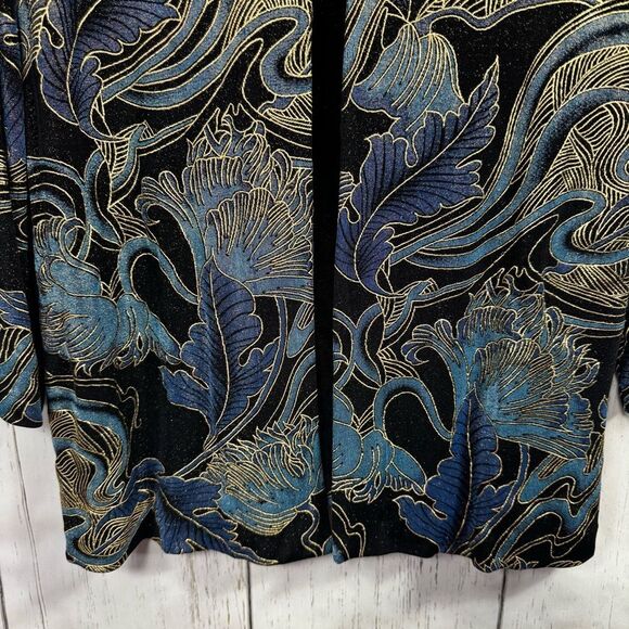 Alex Evenings Womens Metallic Floral Jacket L Elegant Evening Glam Holiday - Picture 7 of 13
